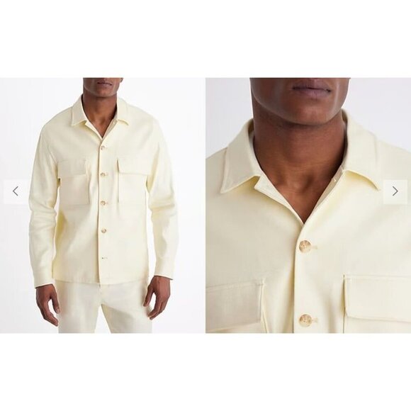 EXPRESS EXTRA SLIM YELLOW LINEN-BLEND SHIRT JACKET MEDIUM RETAIL $149 NEW - Picture 7 of 7